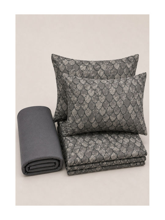 Comfort Σετ Σεντόνια Μονά 165x270εκ. Γκρι (3τμχ)