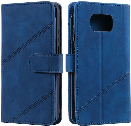 Two Lines Wallet Case Blue Xiaomi Poco X3 NFC/X3 Pro