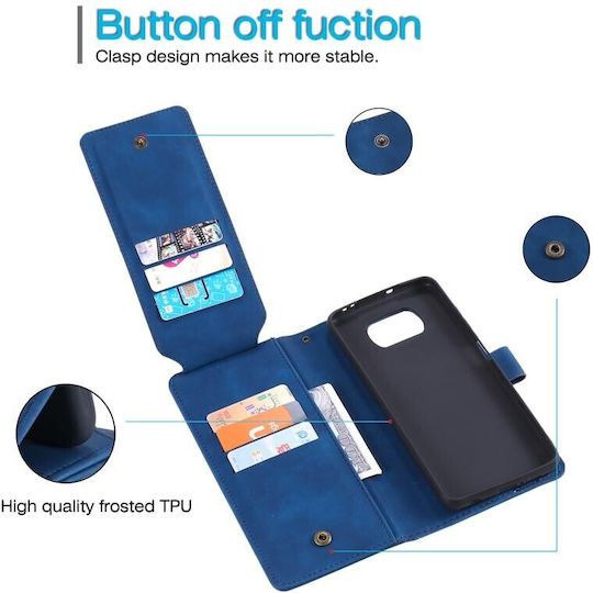 Two Lines Wallet Case Blue Xiaomi Poco X3 NFC/X3 Pro