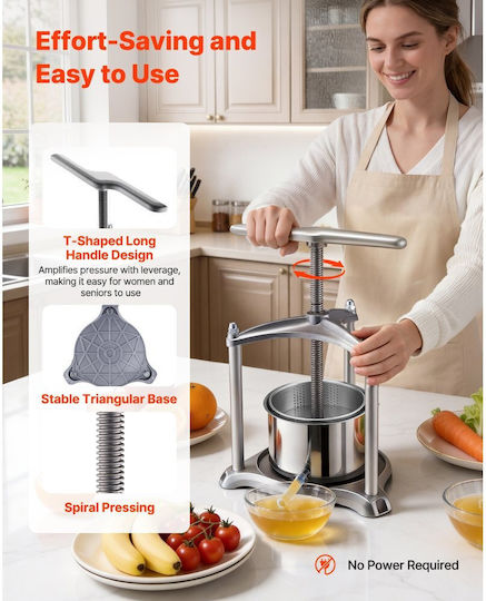 Vevor GJYZJLTMYS3LVL2T5001V0 Manual Grape Press 3 Litre