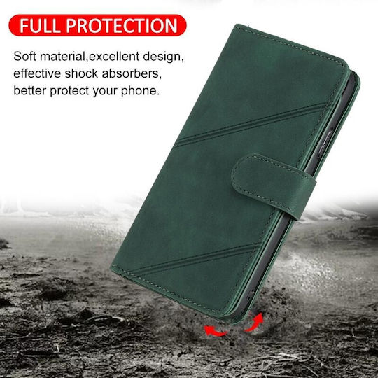 Two Lines Mobile Phone Case Wallet Green Xiaomi Poco X3 NFC/X3 Pro