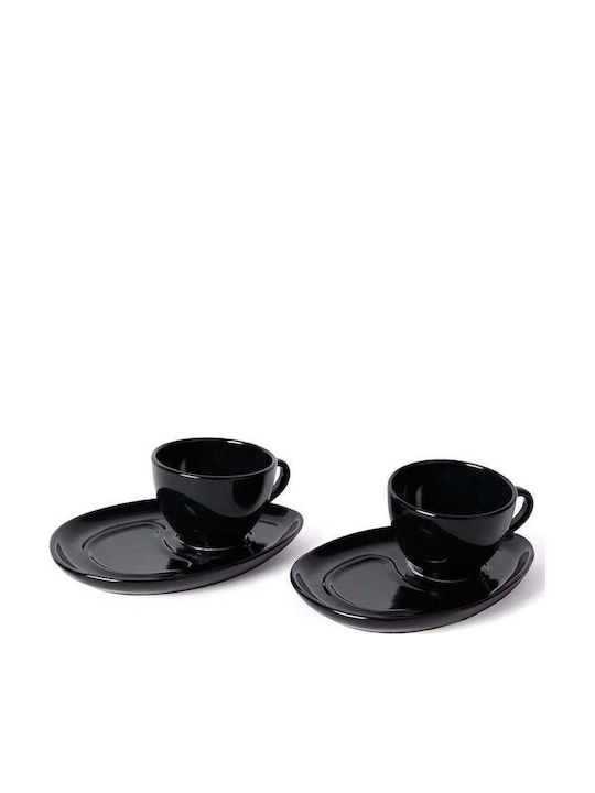 SteweHome Set Ceramic Black Coffee Cups 215ml 4 Pieces