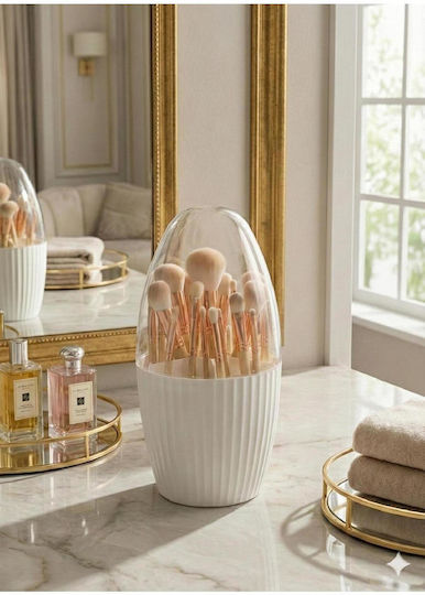 Stewehome Makeup Organizer 7 Compartments Bathroom Toothbrushes White