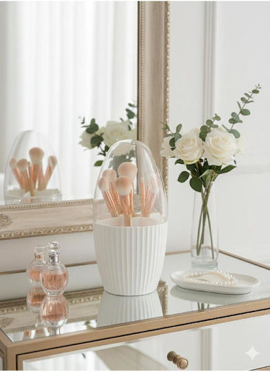 Stewehome Makeup Organizer 7 Compartments Bathroom Toothbrushes White