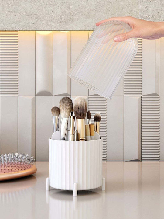 Stewehome Multifunctional Makeup Brush Cosmetic Box Organizer Bathroom Office Red
