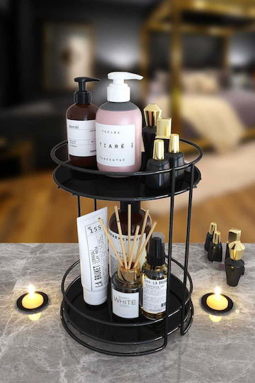 Stewehome Doppelter Metallischer Badezimmer Organizer Make-up Zubehör Schmuck Gewürze Gelb