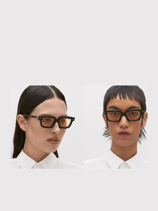 Kuboraum Mask P25 8t Unisex Sunglasses With Black Horn-Rimmed Frame And Yellow Lens