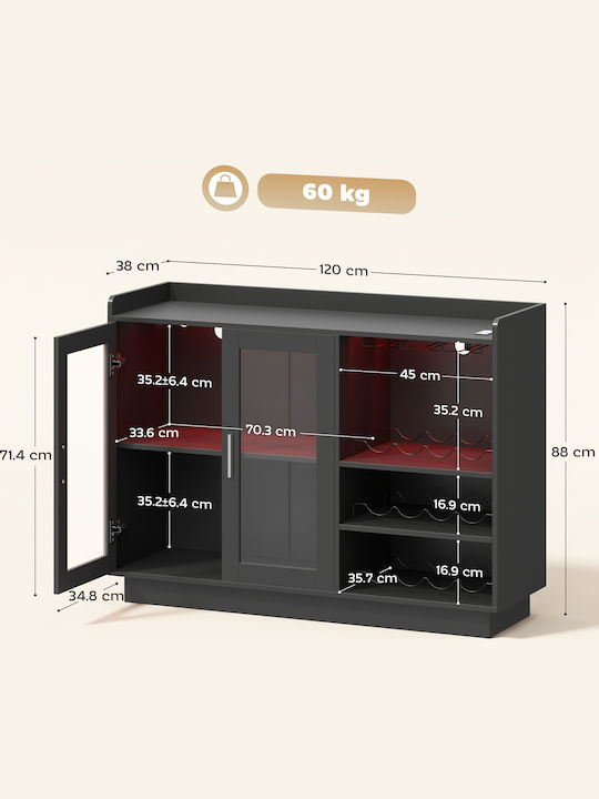 HomCom Επιδαπέδια Κάβα Ποτών Γυάλινη Μαύρη 801-422V90BK HomCom Επιδαπέδια Κάβα Ποτών Γυάλινη Μαύρη 801-422V90BK