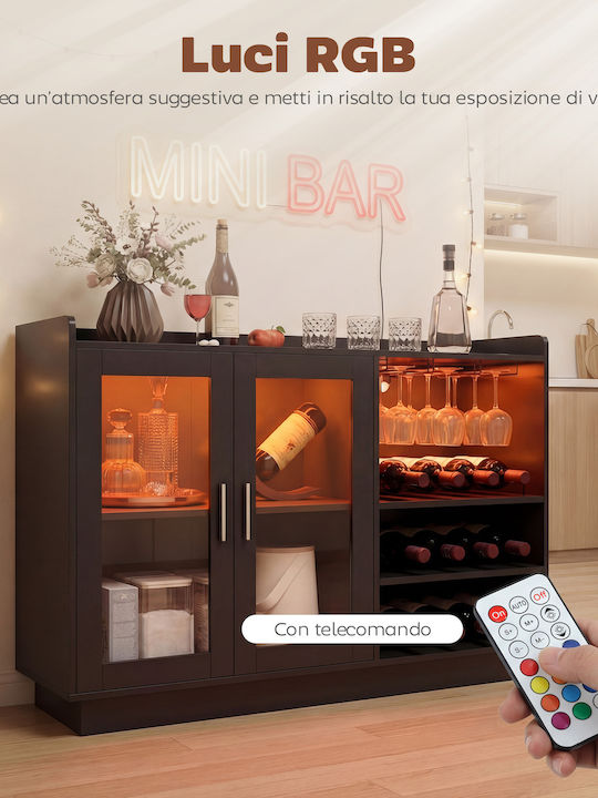 HomCom Επιδαπέδια Κάβα Ποτών Γυάλινη Μαύρη 120x38x88εκ.