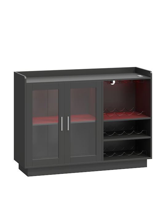 HomCom Επιδαπέδια Κάβα Ποτών Γυάλινη Μαύρη 120x38x88εκ.