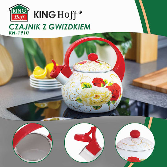 KING Hoff Emaille Teekessel Rosa 2000ml