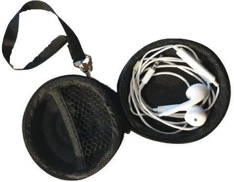 Headphone Case Round Zipper Strap Black 7cm Akaj07 Oem