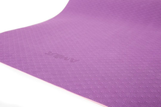 AMILA Упражнение Мат Йога Pink/Purple с преносима дръжка (173x60x0.4см)