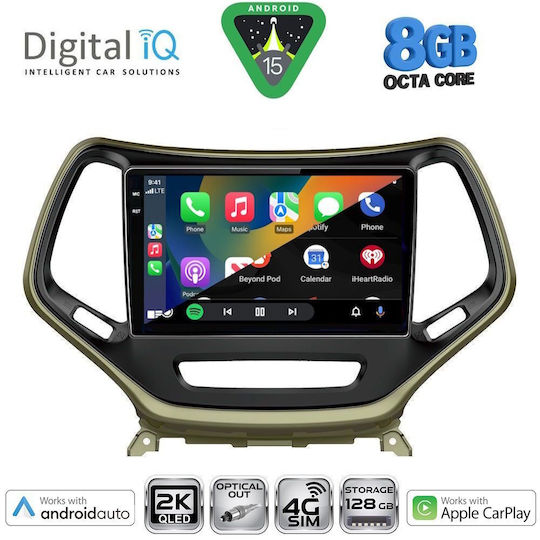 Digital IQ Car Audio System for Jeep Cherokee 2014 (Bluetooth/USB/WiFi/GPS/Apple CarPlay/Android Auto) with 10" Touch Screen