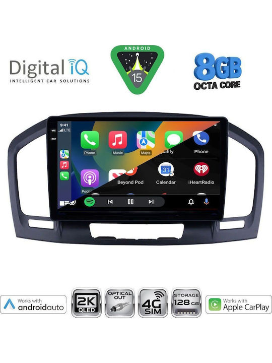 Digital IQ Auto-Audiosysteme für Opel Insignia 2008-2013 Bluetooth USB Eingebautes Wi-Fi GPS Apple CarPlay Android Auto Notenblätter mit 9 Zoll Touchscreen