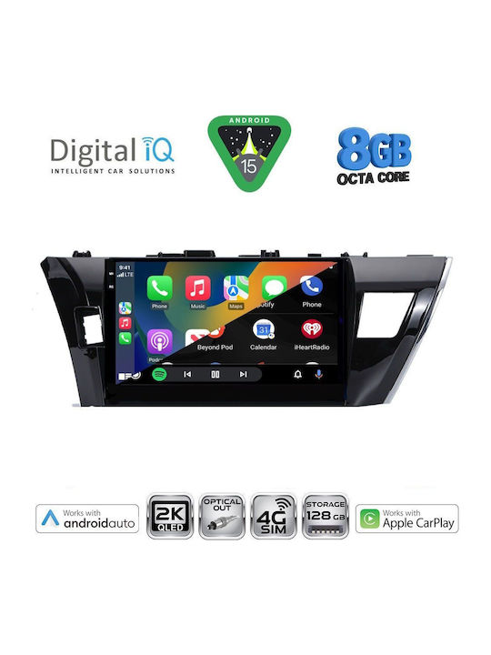 Digital IQ Car Audio System for Toyota Corolla 2013-2016 (Bluetooth/USB/WiFi/GPS/Apple CarPlay/Android Auto) with 10" Touch Screen