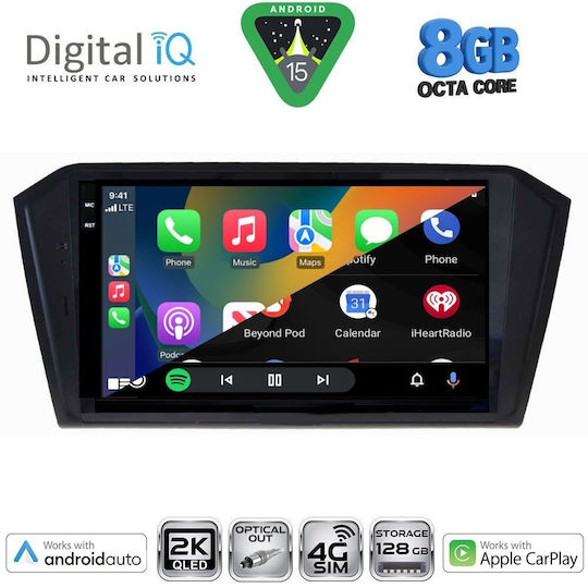 Digital IQ Car Audio System for Volkswagen Passat 2016-2023 with Clima Bluetooth USB WiFi GPS Apple CarPlay Android Auto with 10" Touch Screen
