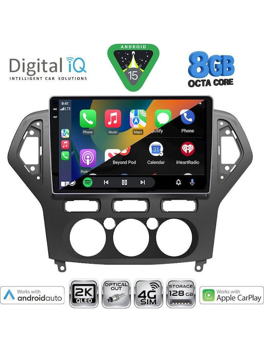 Digital IQ Car Audio System for Ford Mondeo 2007-2011 with A/C Bluetooth USB Wi-Fi GPS Apple CarPlay Android Auto with 10" Touch Screen DIGITAL IQ BXK 20162 CPAA A/C