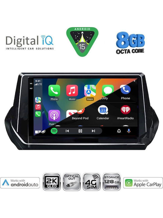 Digital IQ Car Audio System for Peugeot 208 2008 (Bluetooth/USB/WiFi/GPS/Apple CarPlay/Android Auto) with 9" Touch Screen