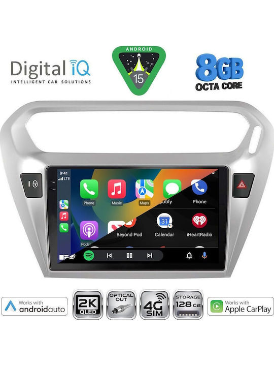 Digital IQ Car Audio System for Peugeot 301 Citroen C-Elysee 2013 (Bluetooth USB WiFi GPS Apple CarPlay Android Auto) with 9" Touch Screen