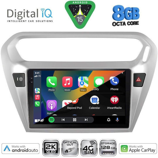 Digital IQ Ηχοσύστημα Αυτοκινήτου για Peugeot 301 Citroen C-Elysee 2013 (Bluetooth/USB/WiFi/GPS/Apple-Carplay/Android-Auto) με Οθόνη Αφής 9"