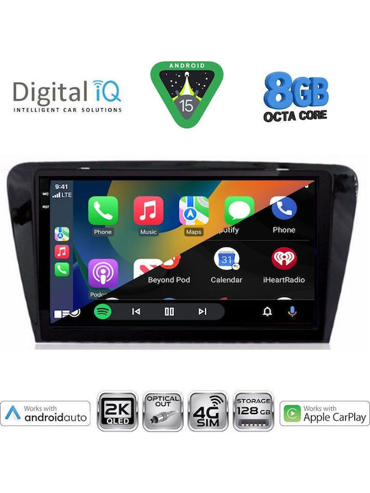 Digital IQ Car Audio System for Skoda Octavia 2013-2021 with Clima (Bluetooth/USB/WiFi/GPS/Apple CarPlay/Android Auto) with 10" Touch Screen