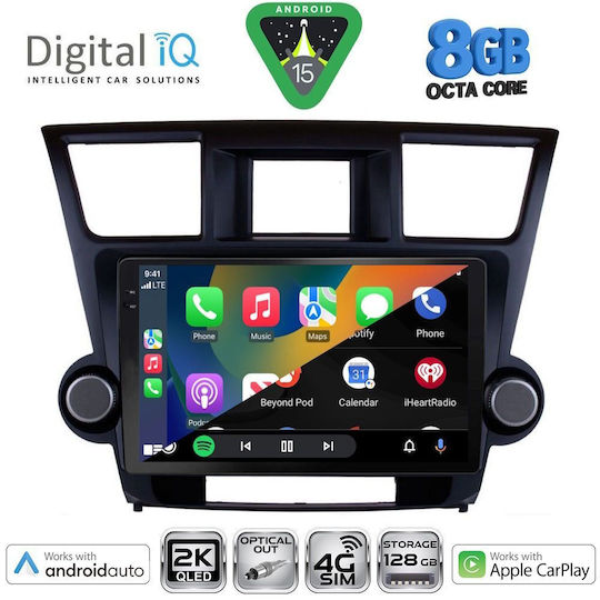 Digital IQ Ηχοσύστημα Αυτοκινήτου για Toyota Highlander 2008-2015 (Bluetooth/USB/WiFi/GPS/Apple-Carplay/Android-Auto) με Οθόνη Αφής 10"