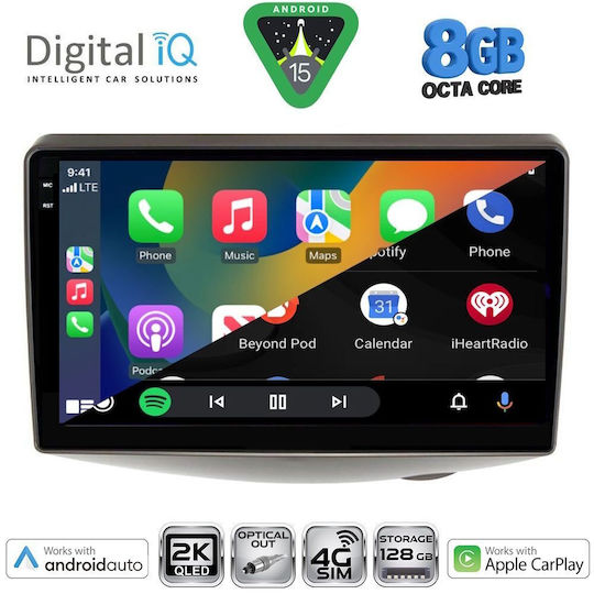 Digital IQ Ηχοσύστημα Αυτοκινήτου για Toyota Yaris 1999-2006 (Bluetooth/USB/WiFi/GPS/Apple-Carplay/Android-Auto) με Οθόνη Αφής 9"