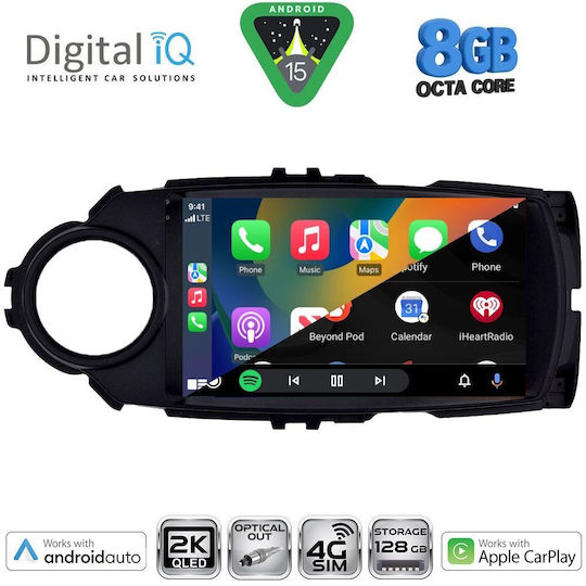 Digital IQ Ηχοσύστημα Αυτοκινήτου για Toyota Yaris 2015-2020 (Bluetooth/USB/WiFi/GPS/Apple-Carplay/Android-Auto) με Οθόνη Αφής 9"