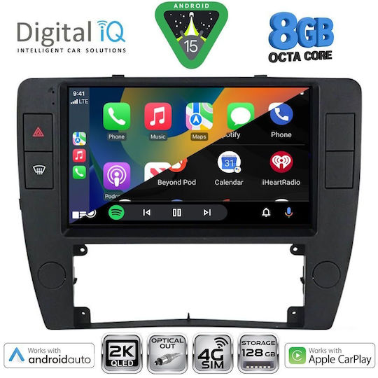 Digital IQ Ηχοσύστημα Αυτοκινήτου για Volkswagen Passat 2000-2005 (Bluetooth/USB/WiFi/GPS/Apple-Carplay/Android-Auto) με Οθόνη Αφής 9"