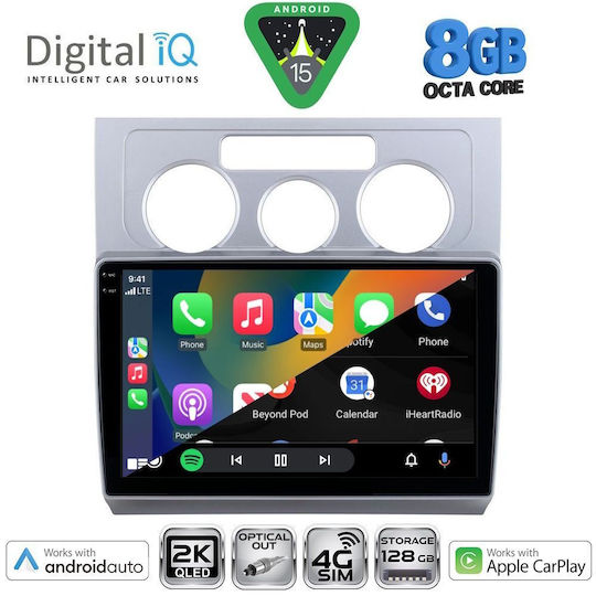 Digital IQ Car Audio System for Volkswagen Touran 2003-2010 with A/C Bluetooth USB Wi-Fi GPS Apple CarPlay Android Auto 10" Touch Screen