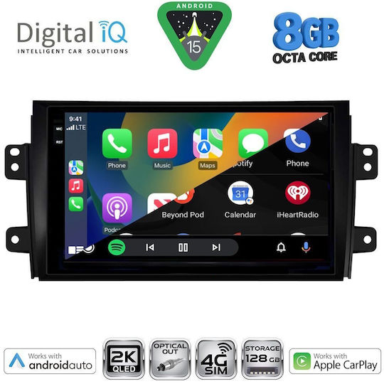 Digital IQ Car Audio System for Fiat Sedici Suzuki SX4 2005-2013 Bluetooth USB WiFi GPS Apple CarPlay Android Auto with 9" Touch Screen