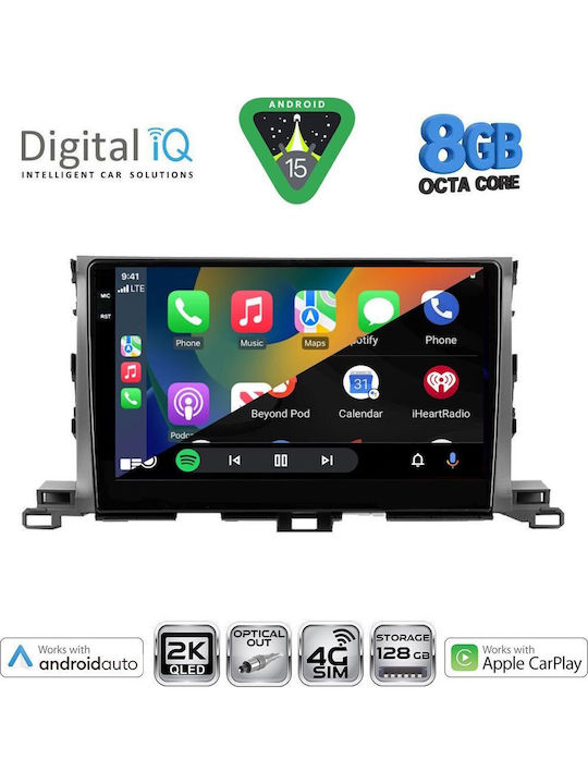 Digital IQ Car Audio System for Toyota Highlander 2014-2019 Bluetooth USB WiFi GPS Apple CarPlay Android Auto with 10" Touch Screen