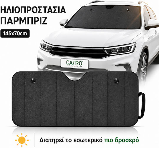 Car 240154 Aluminum Windshield Sun Shade Black Matte 146x71cm Suction Cup 1 Piece