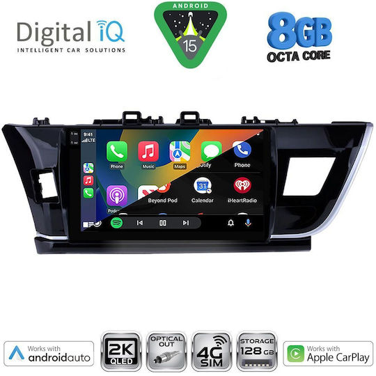 Digital IQ Car Audio System for Toyota Corolla 2013-2016 (Bluetooth/USB/WiFi/GPS/Apple CarPlay/Android Auto) with 10" Touch Screen