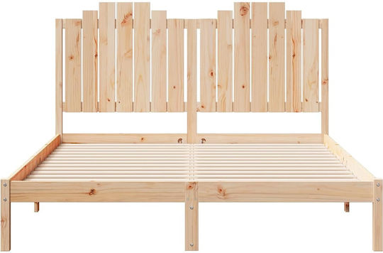 Doppelbett aus Massivholz Beige mit Lattenrost für die Matratze 160x220cm