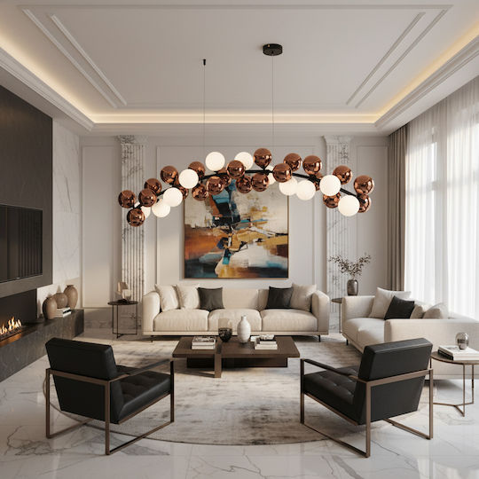 Alista Home Κρεμαστό Φωτιστικό Ροζ Χρυσό 130εκ.