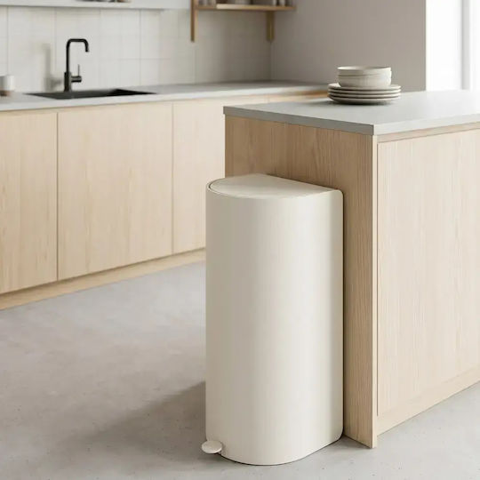 Premium Recycling Waste Bin from Stainless Steel with Pedal White 60lt