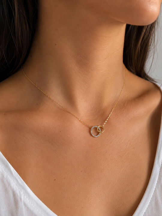 Ioannis Kosmima Double Necklace Made of Gold Plated Silver with Zircon Ioannis Kosmima Double Necklace Made of Gold Plated Silver with Zircon