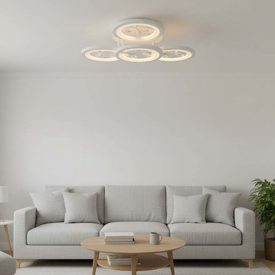 Alista Home Ceiling Flush Mount Light White with Integrated LED and Crystals and Remote Control