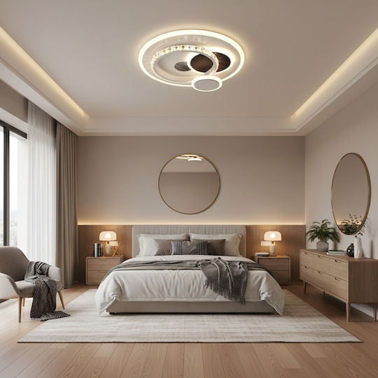 Alista Home Πλαφονιέρα Οροφής Μαύρη με Ενσωματωμένο LED και Κρύσταλλα