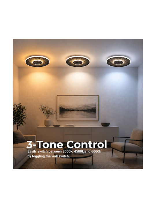 Alista Home Plafonieră de Tavan 40.5cm Neagră cu LED Integrat și Telecomandă