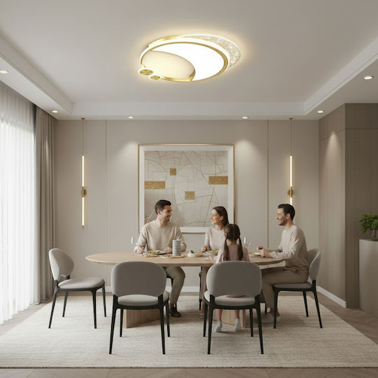 Alista Home Πλαφονιέρα Οροφής Χρυσή με Ενσωματωμένο LED και Τηλεχειριστήριο