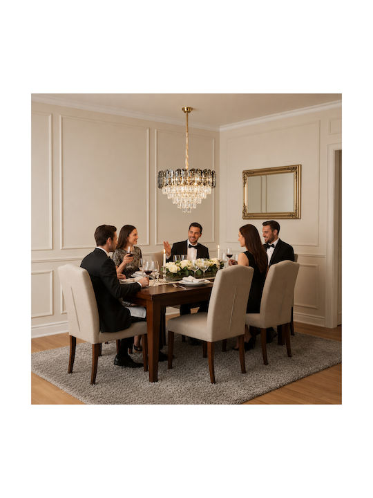 Alista Home Candelabru 9xE14 Ø50cm cu Cristale Auriu AT1CT-IM1P-HT2L-CC6722/500GD