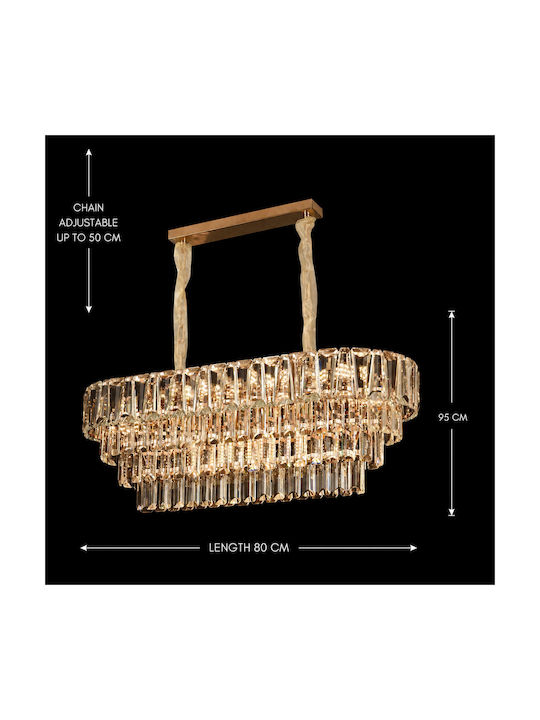 Alista Home Candelabru 12xE14 cu Cristale Auriu AT1CT-IM1P-HT2L-CC7045/300X800GD