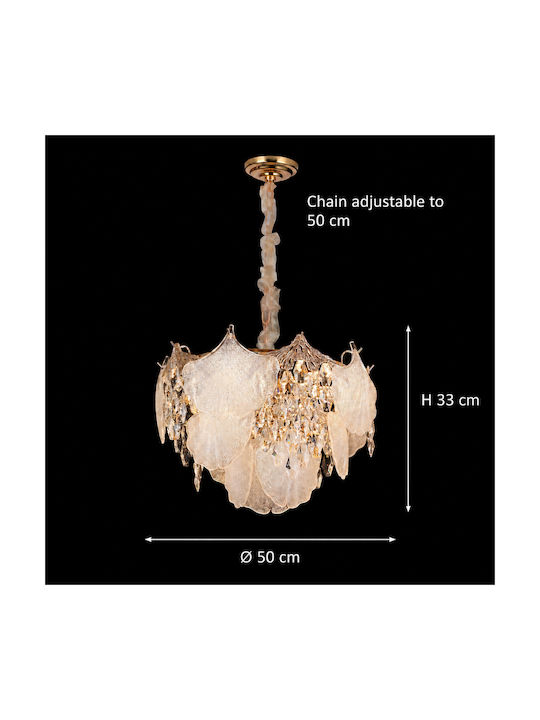 Alista Home Candelabru 9xE14 Ø50cm cu Cristale Auriu AT1CT-IM1P-HT2L-CC8943/500GD
