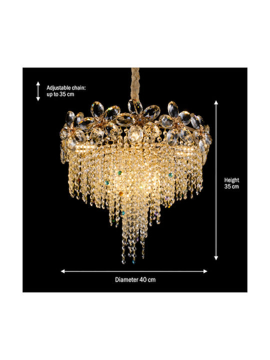 Alista Home Candelabru 5xE14 Ø40cm cu Cristale Auriu AT1CT-IM1P-HT2L-CC839/40GD