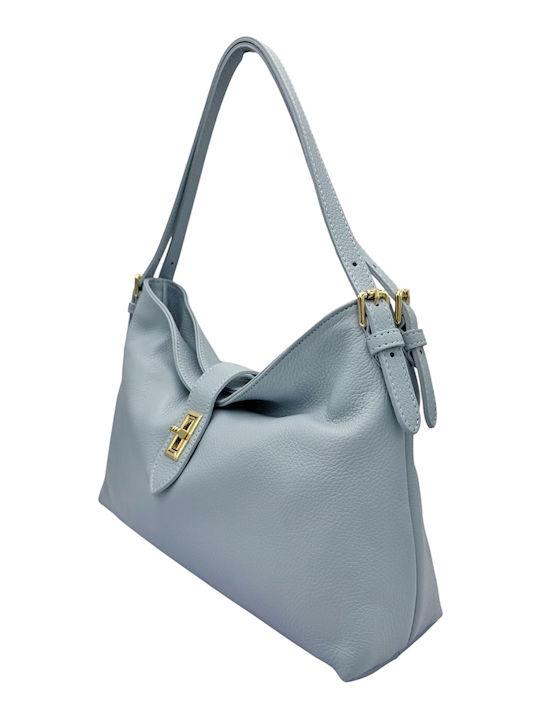 Leather Women's Light Blue Shoulder Bag