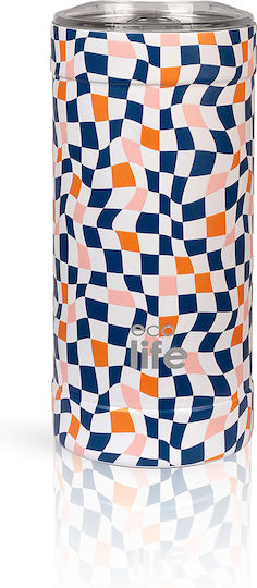 Ecolife Ecolife Thermosflasche Rostfreier Stahl / Aluminium / Kunststoff BPA-frei 500ml Farbe Quadrate mit Stroh