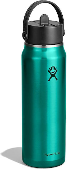 Hydro Flask Lightweight Wide Flex Бутилка Термос Неръждаема Стомана / Алуминий 946ml Зелен с Сламка и Дръжка